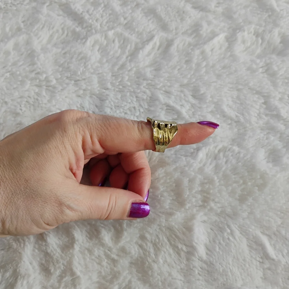 Gold Tone Hammered Ring